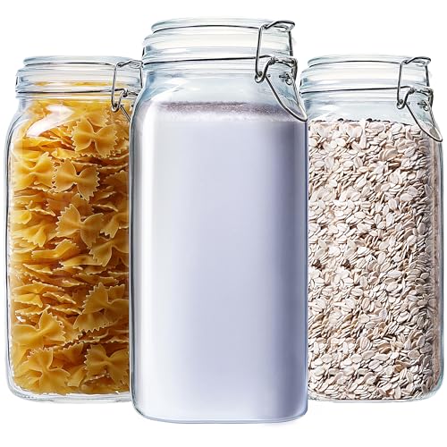 HomArtist Quadratische Einmachgläser mit luftdichtem Deckel, 200 ml, breite Öffnung, Einmachgläser mit Klemmdeckel, versiegelte Gläser mit luftdichtem Deckel für Mehl und Zucker, Nudelaufbewahrung von HomArtist