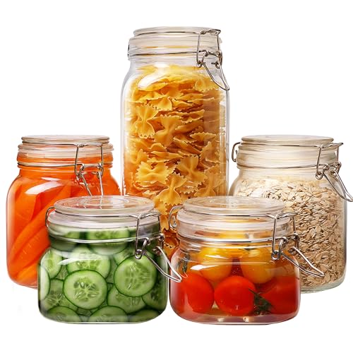 HomArtist Quadratische Einmachgläser mit luftdichtem Deckel, breite Öffnung, Einmachgläser mit Klemmdeckel, versiegelte Gläser mit luftdichtem Deckel, ideal für Küche und Speisekammer, von HomArtist