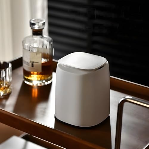 HomDSim Mini-Mülleimer mit Deckel, Pop-Up-Mülleimer, kleiner Kunststoff-Mülleimer, abnehmbarer kleiner Mülleimer für Arbeitsplatte, Schminktisch, Nachttisch, Schreibtisch von HomDSim