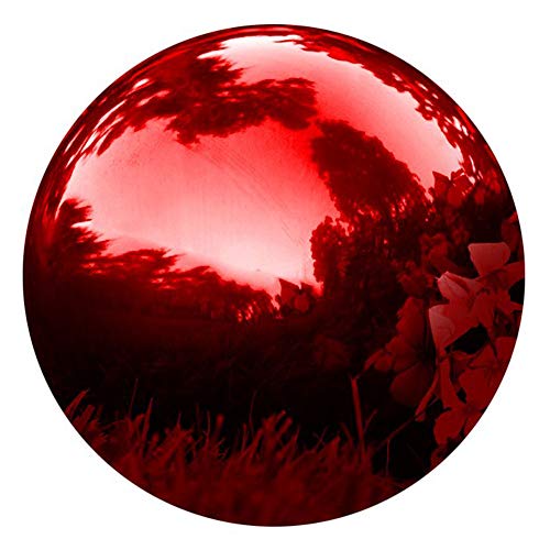HomDSim Spiegelkugel 15 cm Durchmesser 15 cm Rot Edelstahl poliert reflektierend Glatte Gartenkugel, bunt und glänzend Ergänzung für jeden Garten oder Zuhause von HomDSim
