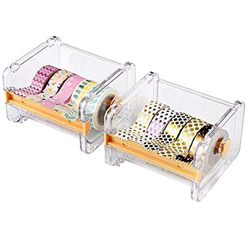 HomDSim Washi-Tape-Abroller, Rollband-Halterung, Organizer, Abdeckband, Tischband, Heimwerker-Klebeband, Klebeband-Halterung, 2 Stück gelb von HomDSim