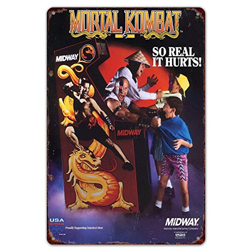 HomDeo Blechschild 20,3 cm B x 30,5 cm H Lustige Wanddekoration Mortal Kombat Midway Arcade Game Werbung Vintage Metallschilder Vintage von HomDeo