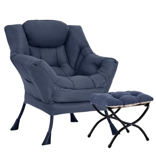 HomEastlly Lazy Chair mit Ottomane, großer moderner Lounge-Akzentstuhl mit Armlehnen und Fußstütze, Lesesessel mit Ottomane, Freizeit-Sofa-Stuhl für Wohnzimmer, Schlafzimmer, Schlafsaal, Büro HomEastlly Lazy Chair mit Ottomane, großer moderner Lounge-Akzentstuhl mit Armlehnen und Fußstütze, Lesesessel mit Ottomane, Freizeit-Sofa-Stuhl für Wohnzimmer, Schlafzimmer, Schlafsaal, Büro von HomEastlly