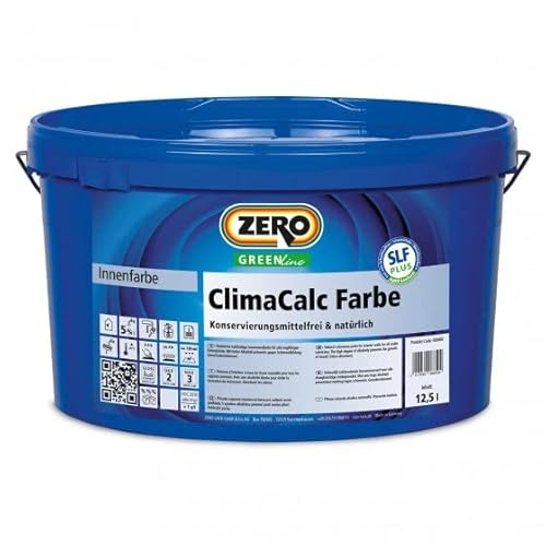 Zero ClimaCalc Farbe, Innenfarbe, Kalkfarbe, Stahlfarbe, gegen Schimmelbildung. 2,5 Liter Weiß von Homa