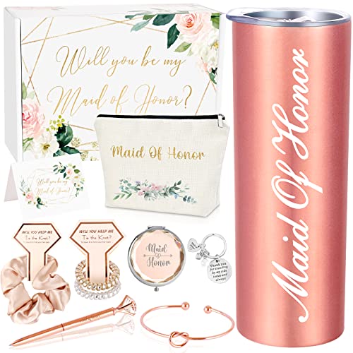 Homabachyco Maid of Honor Gifts – Will You Be My Maid of Honor Geschenkbox – Maid of Honor Antragsbox für Brautparty, Hochzeit oder Junggesellinnenabschied, 590 ml Weinglas Geschenkset von Homabachyco