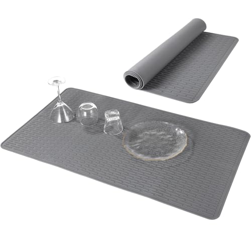 Extra große Silikon-Abtropfmatte, 91,4 x 52,1 cm, Abtropfmatte für Küchentheke, leicht zu reinigen, wasserdicht, hitzebeständig, rutschfeste Matte mit Anti-Verschütten-Rand für Töpfe und Pfannen Extra große Silikon-Abtropfmatte, 91,4 x 52,1 cm, Abtropfmatte für Küchentheke, leicht zu reinigen, wasserdicht, hitzebeständig, rutschfeste Matte mit Anti-Verschütten-Rand für Töpfe und Pfannen von Homaisson