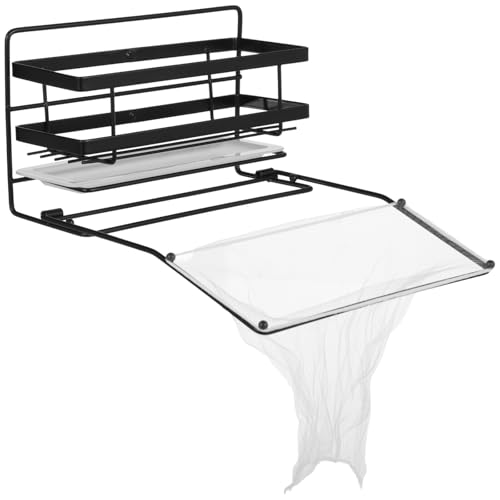 Homaisson 3-in-1 Edelstahl Küchenspüle Schwammhalter Multifunktionales Abflusssieb Rack mit abnehmbarem Ablaufkorb, keine Loch-Installation, platzsparender Designrahmen mit 50 Netzen von Homaisson