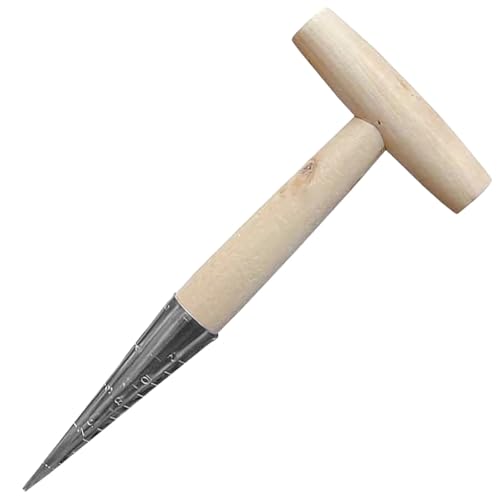 Homaisson Pflanzgefäß-Werkzeug, Gartensamen-Pflanzgefäß-Werkzeug mit Holzgriff und verchromter Stahlspitze, Kegel-Design, Gartenzwiebel-Pflanzgefäß-Werkzeug für Blumenzwiebeln von Homaisson