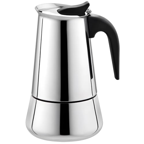 Homaisson Theke Espressokanne, 6 Tassen Mokkakanne, 286.3 g Kaffee Perkolator, Edelstahl Italienische Espressokanne, kompaktes Design, spülmaschinenfest, geeignet für verschiedene Herde von Homaisson