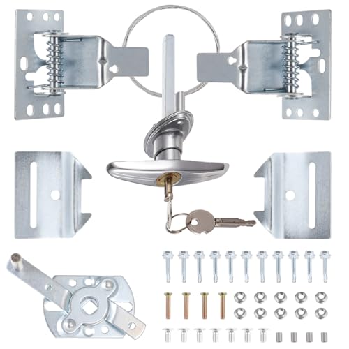 Homaisson Universal Garagentor Schloss Kit, Garagentor T-Griff Schloss mit 2 Schlüsseln, Edelstahl Overhead Garagen Türschloss Montageset Kit mit Federriegel und Schlüsselgriff von Homaisson