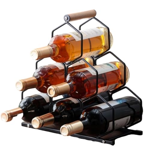 Kreatives Weinregal mit Wabenmuster, schwarzes Metall und Holz, für 6 Flaschen, platzsparendes Bar-Likörregal, moderne Weinaufbewahrung für Restaurants und Zuhause Kreatives Weinregal mit Wabenmuster, schwarzes Metall und Holz, für 6 Flaschen, platzsparendes Bar-Likörregal, moderne Weinaufbewahrung für Restaurants und Zuhause von Homaisson