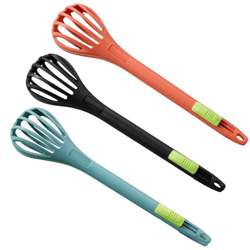 Multifunktionaler Nylon-Eierschläger und Lebensmittelzange, 2-in-1 manueller Mixer mit 8-zeiligem Design, ergonomischer Griff, erhältlich in Seeblau, Deep Space Black und Mei Red Orange, einfach zu von Homaisson