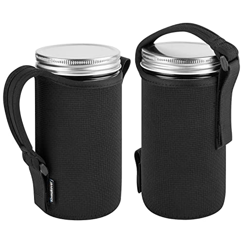Einmachglas mit breiter Öffnung, Neoprenhüllen mit Griff, 680 ml Einmachglas, isolierte Abdeckung, 680 ml breite Öffnung, Trinkglas-Kühler, Mason Jar Hydrokultur-Abdeckung, 680 ml) , 1) von Homakover