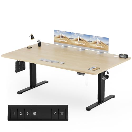 Devoko 200x100 Electric Standing Desk with USB Charging Height Adjustable Desk with 4-Button Memory Control Heavy-Duty Steel Frame with Anti-Collision Hooks & Wire Management Tray,Black+Beige Devoko 200x100 Electric Standing Desk with USB Charging Height Adjustable Desk with 4-Button Memory Control Heavy-Duty Steel Frame with Anti-Collision Hooks & Wire Management Tray,Black+Beige von Homall