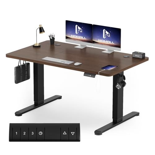 Homall Höhenverstellbarer Schreibtisch 120x60 cm, Schreibtisch Höhenverstellbar, Elektrischer Schreibtisch mit Vierteilige Tischplatte, Computertisch mit Memory Funktion,Standing Desk von Homall