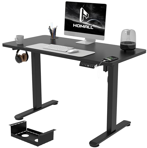 Homall 120x60 cm Höhenverstellbarer Elektrisch Schreibtisch, 2-Fach-Teleskop, Sitz-Stehpult mit Vierteilige Tischplatte, Computertisch mit Memory Funktion von Homall