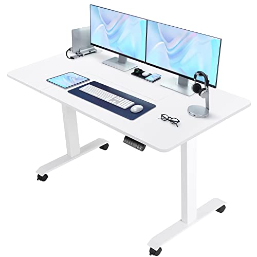 Homall 140 cm Höhenverstellbarer Elektrisch Schreibtisch, Stufenlos Höhenverstellbarer Tisch mit Vierteilige Tischplatte, Ergonomischer Computertisch für Office mit Memory Funktion von Homall