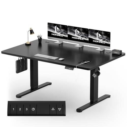 Homall Höhenverstellbarer Schreibtisch 160x80 cm, Schreibtisch Höhenverstellbar, Elektrischer Schreibtisch mit Vierteilige Tischplatte, Computertisch mit Memory Funktion,Standing Desk von Homall