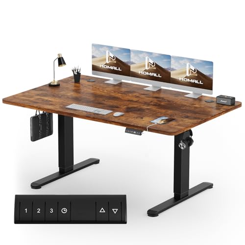 Homall Höhenverstellbarer Schreibtisch 160x80 cm, Schreibtisch Höhenverstellbar, Elektrischer Schreibtisch mit Vierteilige Tischplatte, Computertisch mit Memory Funktion,Standing Desk von Homall