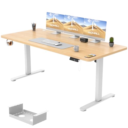 Homall 180x80 cm Höhenverstellbarer Elektrisch Schreibtisch, 2-Fach-Teleskop, Sitz-Stehpult mit Vierteilige Tischplatte, Computertisch mit Memory Funktion von Homall