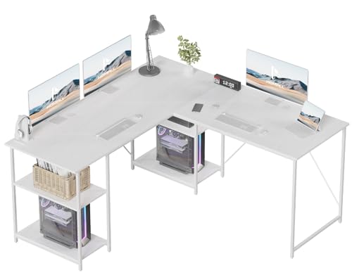 Homall Eckschreibtisch 150 X 150 cm, Schreibtisch L Form Reversibel mit 3 Kabellöchern, Schreibtisch eckschreibtisch Computertisch fürs Homeoffice, Schreibtisch Weiß von Homall