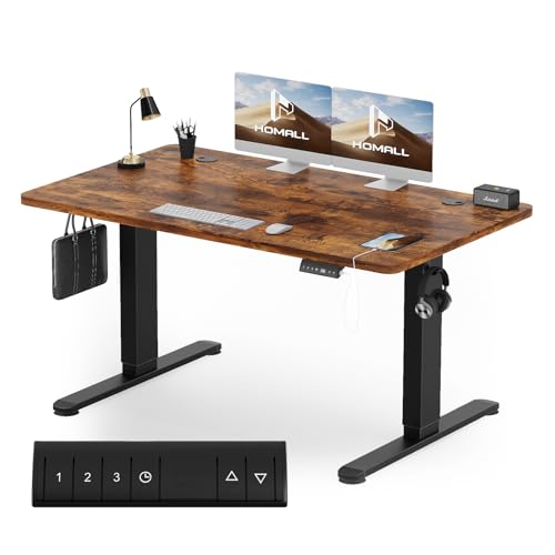 Homall Höhenverstellbarer Schreibtisch 120x60 cm, Schreibtisch Höhenverstellbar, Elektrischer Schreibtisch mit Vierteilige Tischplatte, Computertisch mit Memory Funktion,Standing Desk von Homall