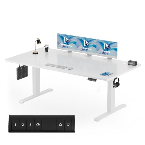 Homall Höhenverstellbarer Schreibtisch 200x80 cm, Elektrischer Schreibtisch mit Vierteilige Tischplatte, Computertisch mit Memory Funktion,Standing Desk von Homall