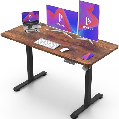 Homall Höhenverstellbarer Schreibtisch mit USB-Buchse 120x60 cm, Computer Stehschreibtisch, Ergonomischer Homeoffice-Tisch (120x60cm, Vintage Brown) von Homall