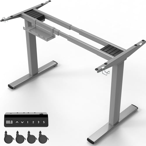 Homall Höhenverstellbarer Schreibtisch Gestell mit 2 Motoren, Elektrisch Schreibtisch Belastbar bis 100KG, Tischgestell Höhenverstellbar, Schreibtischgestell Höhenverstellbar (Grau) von Homall