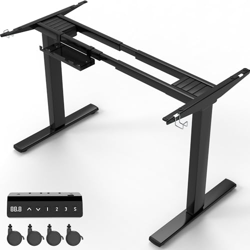 Homall Höhenverstellbarer Tisch Gestell mit 2 Motoren, Elektrisch Schreibtisch Belastbar bis 100KG, 2-Fach-Teleskop, Tischgestell mit Memory-Steuerung, Kollisionschutz Funktion (Schwarz) von Homall