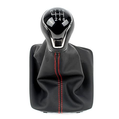 Für SEAT Für Leon III 3 MK3 5F 2012-2016 2017 Auto-Handbuch Getriebe 5/6-Gang-Schaltknüppel Schaltknauf Griff Mit PU-Lederstiefel SchaltknaufKopf (Color : A 6 Speed Knob Boot) von Homanpp