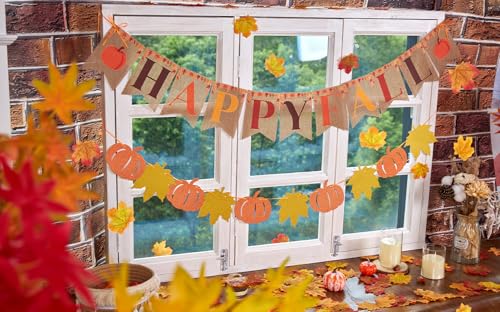 Homarkable Vorbespanntes Jute-Banner, Kürbisbanner und Ahornblatt-Konfetti für Herbst, Erntedankfest, Heimdekoration Homarkable Vorbespanntes Jute-Banner, Kürbisbanner und Ahornblatt-Konfetti für Herbst, Erntedankfest, Heimdekoration von Homarkable