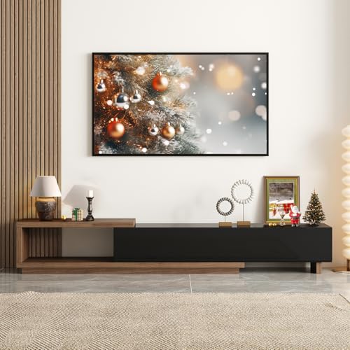 Homary 100,4" Erweiterbarer TV-Schrank Moderner Unterhaltungscenter mit Stauraum TV-Konsolentisch für Wohnzimmer (Schwarz & Nussbaum) von Homary