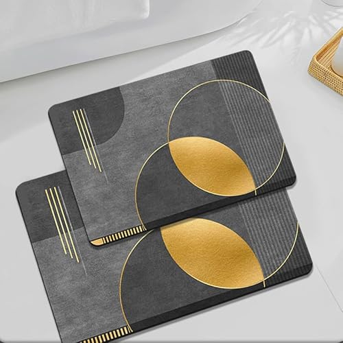 Homary 2-teiliges modernes Badematten-Set in Schwarz und Gold, Badteppiche, 400 mm x 600 mm und 500 mm x 800 mm Homary 2-teiliges modernes Badematten-Set in Schwarz und Gold, Badteppiche, 400 mm x 600 mm und 500 mm x 800 mm von Homary