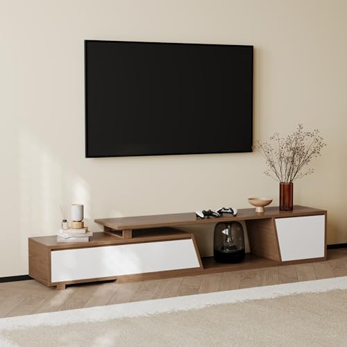 Homary Ausziehbares TV-Board mit 3 Schubladen Minimalistisches Rechteckiges TV-Möbel aus für Fernseher bis zu 110" (Ausziehbar: 180 cm-240 cm) von Homary