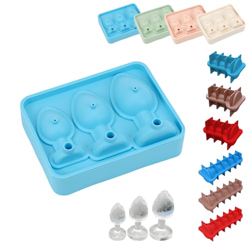 Homaskylynn Butt Plug Ice Mold, Butt Penis Plug Ice Cube Tray, Anal Plug Ice Mold, Butt Plug Ice Maker, Personalized Ice Cube Mold with Lid, Adult Prank Silicone Ice Cube Tray for Stanley Cup(A-Blue) von Homaskylynn