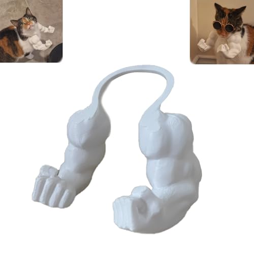 Muscular Arms for Cats, Meowscles Cosplay, Pet Prop Neck 3D Printed Arm, Cat Muscle Arms, Creative Giant Arm, Halloween Cat Costume, Funny Pet Props Hanging for Kitten Birthday Party(Weiß) von Homaskylynn