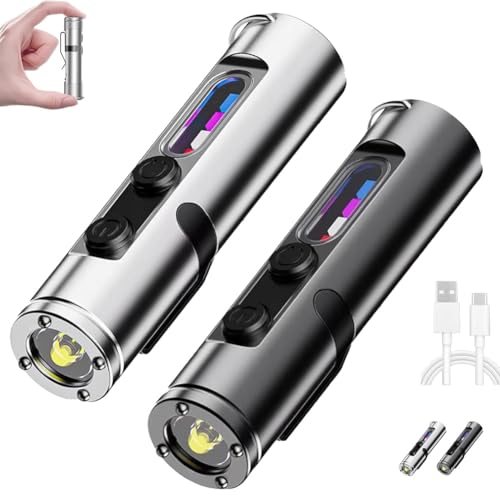 Taclite Mini – Das Ultimative Mikrowerkzeug for Den Alltag, Wiederaufladbare, Wasserdichte Kleine LED-Taschenlampe, Superhelle Taschenlampe Mit Hutclip, Multifunktionales Mini-UV-Licht(Mix2) von Homaskylynn