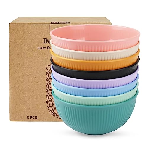 Homavit Müslischalen, Schüssel 8er Set Ramen Schüssel, Salatschalen, Leicht und Bruchsicher, BPA-frei, Suppenschalen, fur Pasta, Müsli, Salat,Mikrowellen& Spülmaschinenfest(24 oz) von Homavit