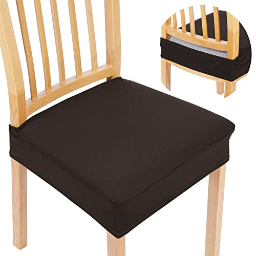 Homaxxy Stretch Spandex Stuhlbezug Sitzfläche, Waschbarer Bezug für Stühle Sitzbezüge für Esszimmerstühle, Anti-Staub Esszimmerstuhl Hussen (Braun, 2er Set) von Homaxy