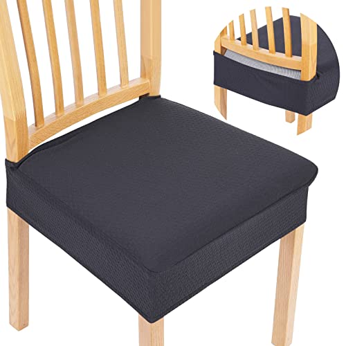 Homaxxy Stretch Spandex Stuhlbezug Sitzfläche, Waschbarer Bezug für Stühle Sitzbezüge für Esszimmerstühle, Anti-Staub Esszimmerstuhl Hussen (Dunkelgrau, 4er Set) von Homaxy