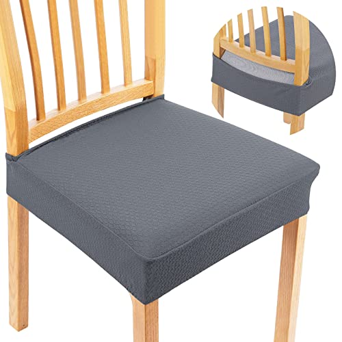 Homaxxy Stretch Spandex Stuhlbezug Sitzfläche, Waschbarer Bezug für Stühle Sitzbezüge für Esszimmerstühle, Anti-Staub Esszimmerstuhl Hussen (Grau, 2er Set) von Homaxy