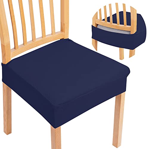 Homaxxy Stretch Spandex Stuhlbezug Sitzfläche, Waschbarer Bezug für Stühle Sitzbezüge für Esszimmerstühle, Anti-Staub Esszimmerstuhl Hussen (Marine Blau, 4er Set) von Homaxy