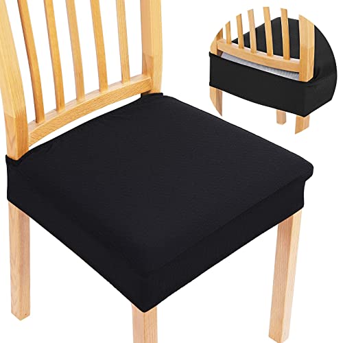 Homaxxy Stretch Spandex Stuhlbezug Sitzfläche, Waschbarer Bezug für Stühle Sitzbezüge für Esszimmerstühle, Anti-Staub Esszimmerstuhl Hussen (Schwarz, 2er Set) von Homaxy