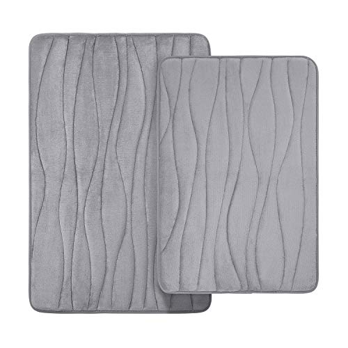 Homaxy Badematten Set 2 teilig Memory Foam Saugfähige Badteppich Set rutschfeste Waschbar Badvorleger Set 2teilig (40 x 60 cm + 50 x 76 cm, Grau) von Homaxy