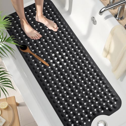 Homaxy Badewannenmatte rutschfest, 100 x 40 cm, Extra Lange 100% BPA frei Duschmatte, Schnelltrocknend & Maschinenwaschbar Badematte Badewanne, Schwarz von Homaxy