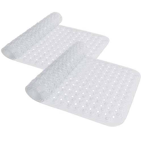 Homaxy Badewannenmatte rutschfest, 100 x 40 cm, Extra Lange 100% BPA frei Duschmatte, Schnelltrocknend & Maschinenwaschbar Badematte Badewanne, Transparent, 2 Stück von Homaxy