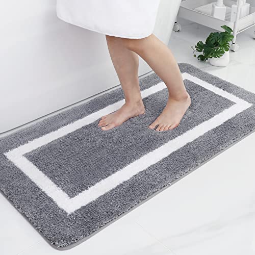 Homaxy Badezimmerteppich Badematte rutschfest Waschbar Badteppich Weiche Mikrofaser Hochflor Badvorleger – 60 x 120 cm, Grau von Homaxy