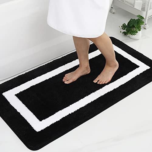 Homaxy Badezimmerteppich Badematte rutschfest Waschbar Badteppich Weiche Mikrofaser Hochflor Badvorleger – 60 x 120 cm, Schwarz von Homaxy