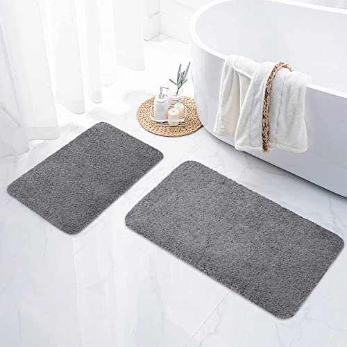 Homaxy Badezimmerteppich Set 2 teilig Badematte rutschfest Waschbar Weiche Hochflor Badteppich Flauschige Mikrofaser Badvorleger Set – 41 x 61 cm + 51 x 76 cm, Grau Homaxy Badezimmerteppich Set 2 teilig Badematte rutschfest Waschbar Weiche Hochflor Badteppich Flauschige Mikrofaser Badvorleger Set – 41 x 61 cm + 51 x 76 cm, Grau von Homaxy